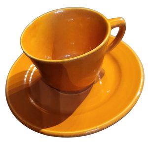 Bauer Pottery Co Los Angeles  USA Cup Saucer Terracotta Red MCM Vintage